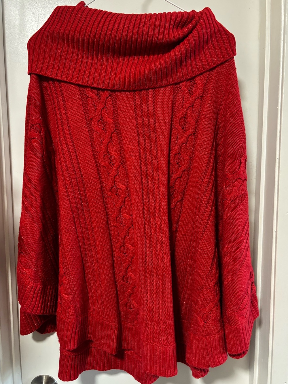 Black Rivet Red Cowl Neck Cable Knit Sweater